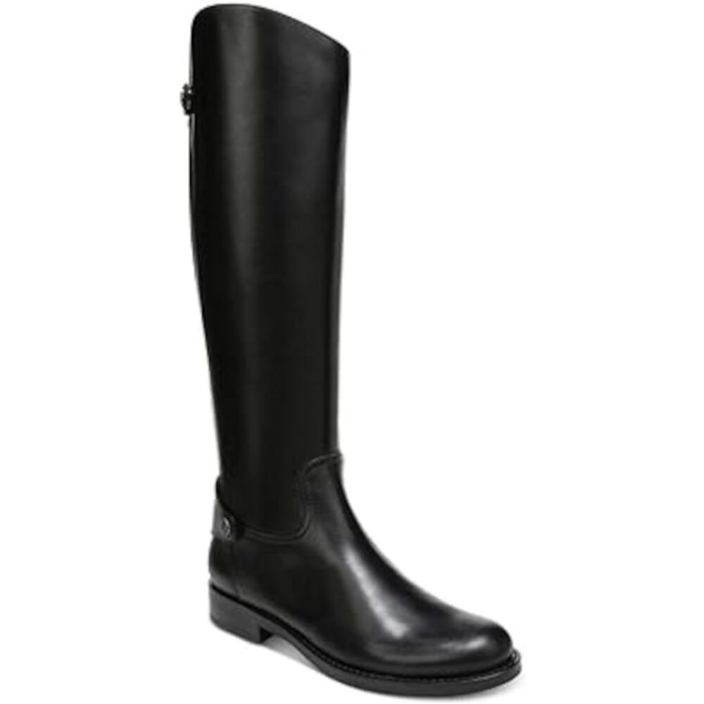 NWT SAM EDELMAN Womens Black Snap Button Straps Mikala Leather Riding Boot 6 M